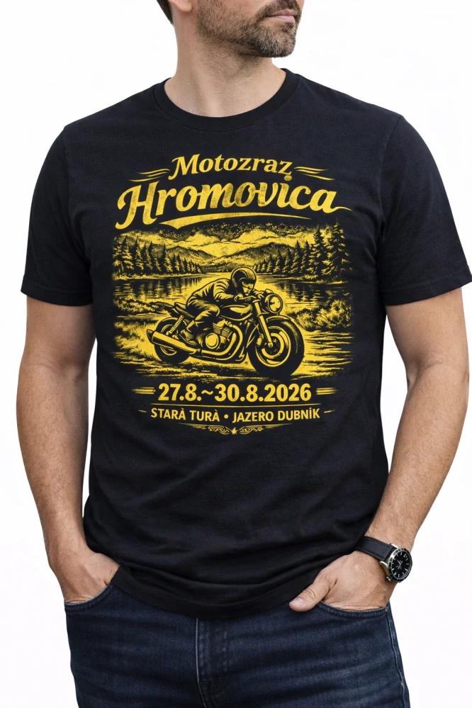 Tričko Motozraz Hromovica 2026 RETRO čierne